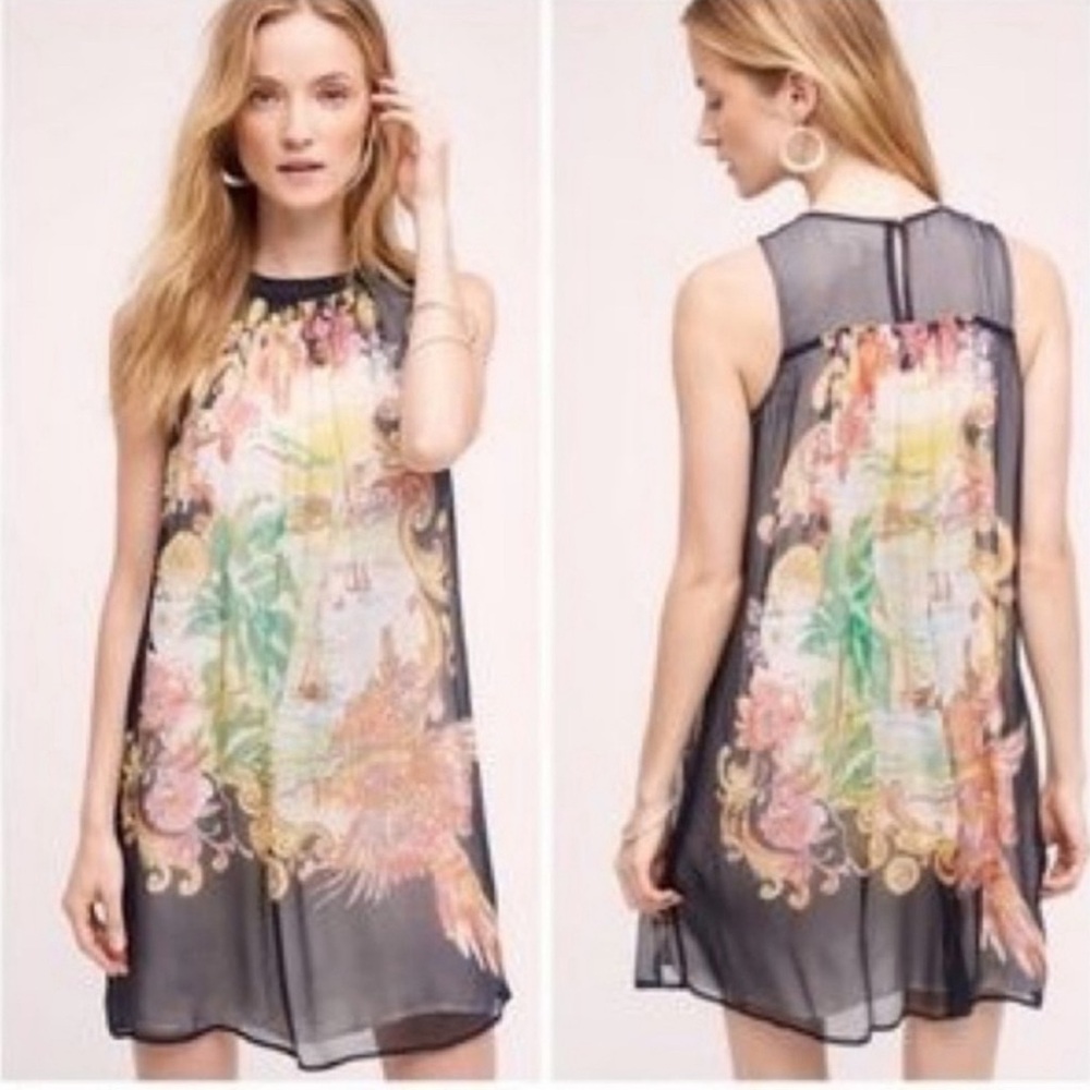 Anthropologie Moulinette Soeurs Vetements Silk Dress Sleeveless Size 6